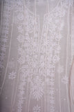 Mulmul Cotton Chikankari Semi Stitched A Line Gown with Bottom and Dupatta-Ivory