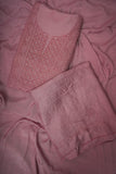 Muslin- Heavy Chikankari UnStitched 3 Pc Suit Set -Powder Pink