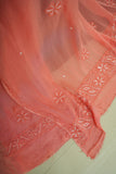 Coral Viscose Georgette Unstitched Chikankari Suit Set with Dupatta