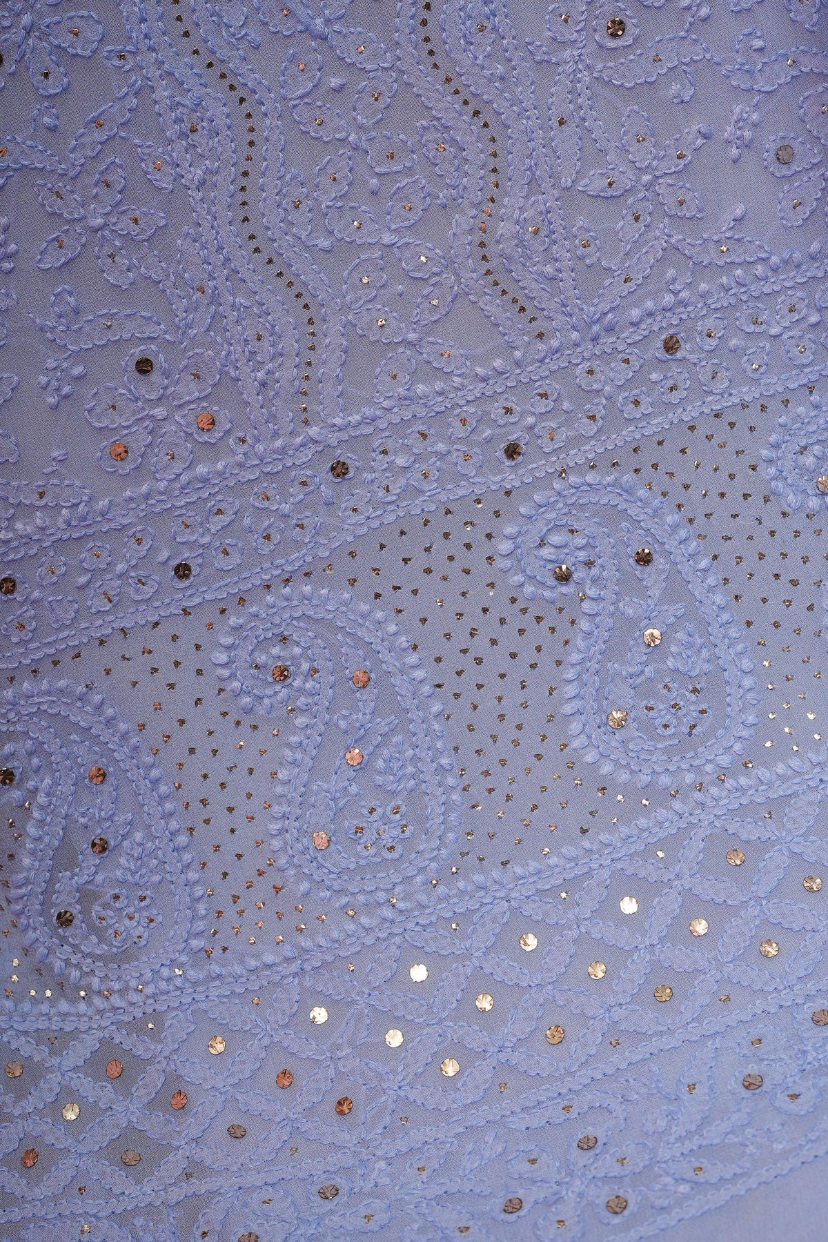 Powder Blue Unstitched Chikankari Suit Set with Dupatta-Viscose Georgette