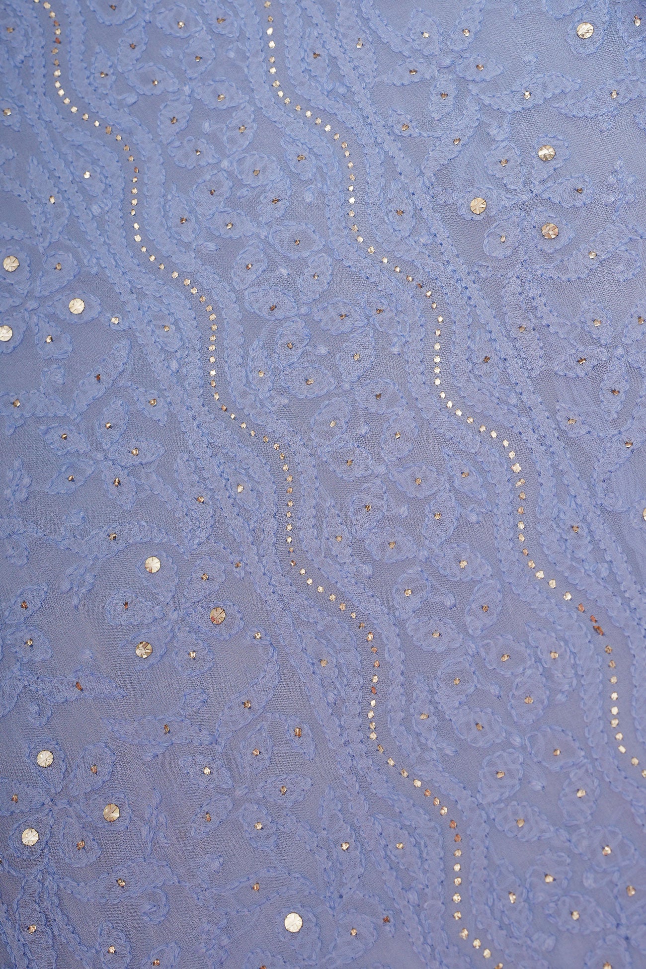 Powder Blue Unstitched Chikankari Suit Set with Dupatta-Viscose Georgette