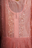 Mul Cotton- Semi Stitched A-Line Gown with Mukaish work-Dusty Pink