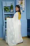 Ravya White Pure Mulmul Cotton Chikankari Saree
