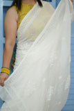 Ravya White Pure Mulmul Cotton Chikankari Saree
