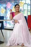 Aarini Viscose Georgette Chikankari Saree-Baby Pink