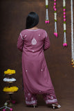 Rayon Chikankari Long Kurta Plazzo Set-Wine