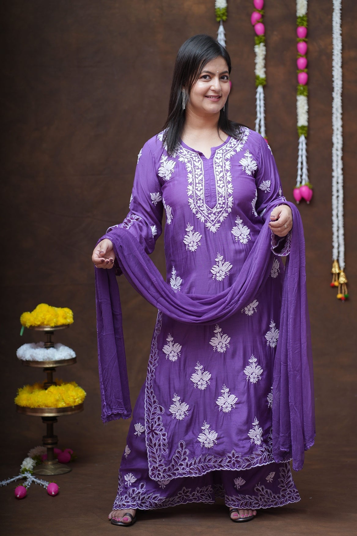 Reva Muslin Chikankari Suit Set with Dupatta