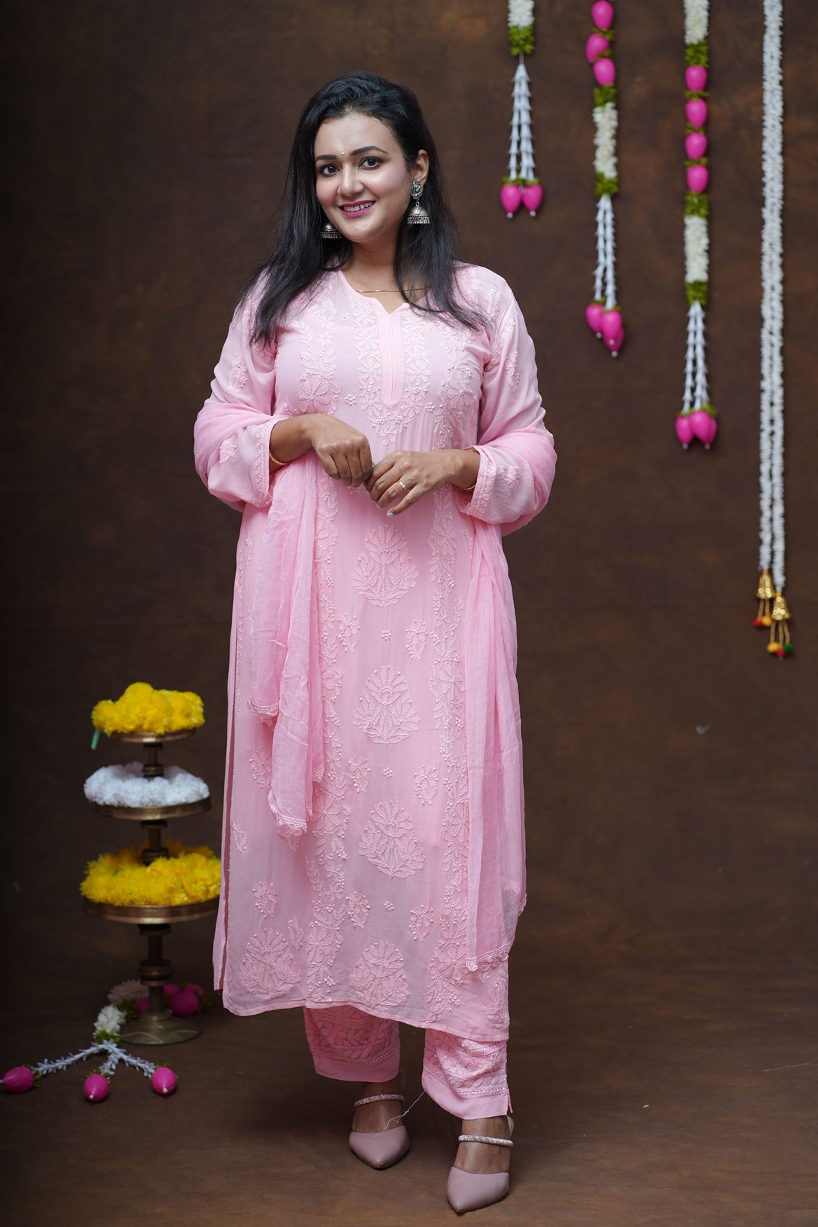 Ruhani Chikankari Viscose Kurta Pant Set with Inner and Dupatta