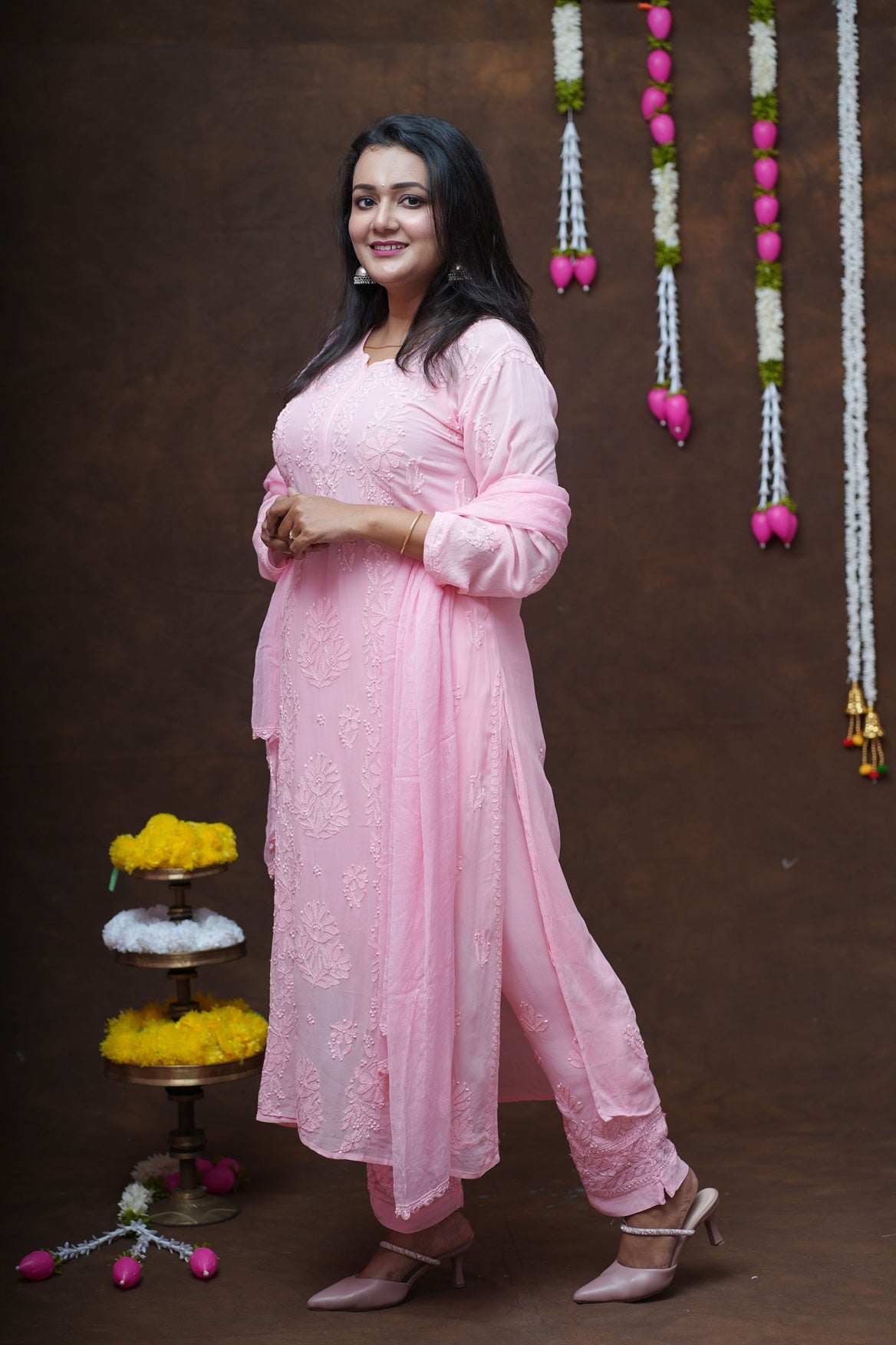 Ruhani Chikankari Viscose Kurta Pant Set with Inner and Dupatta