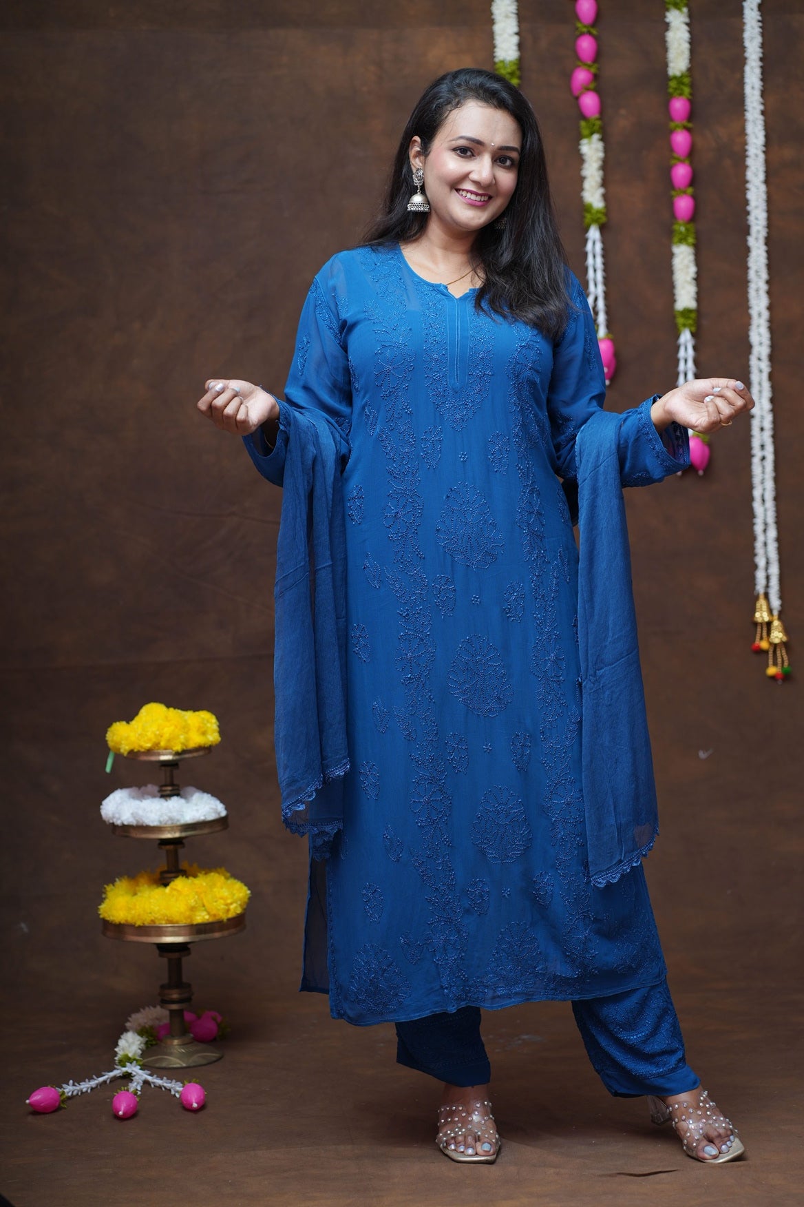 Ruhani Chikankari Viscose Kurta Pant Set with Inner and Dupatta