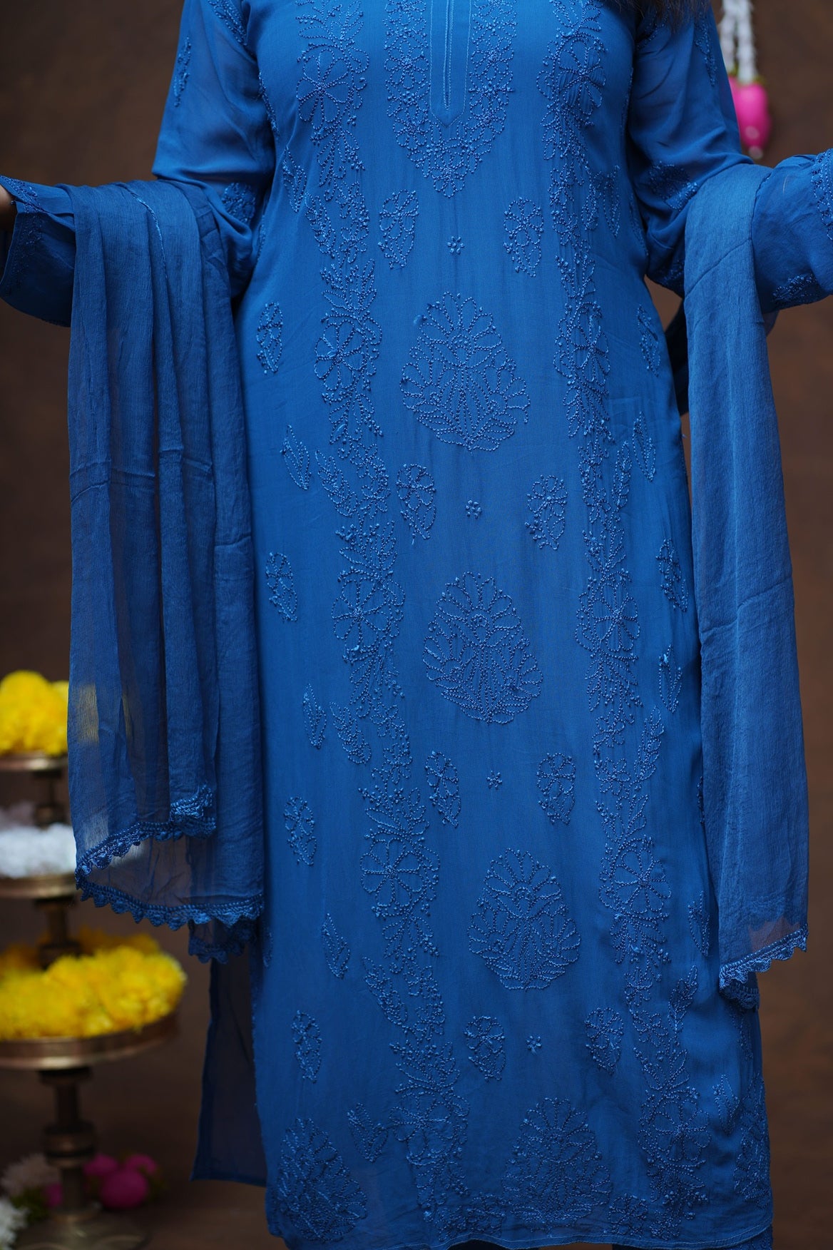 Ruhani Chikankari Viscose Kurta Pant Set with Inner and Dupatta