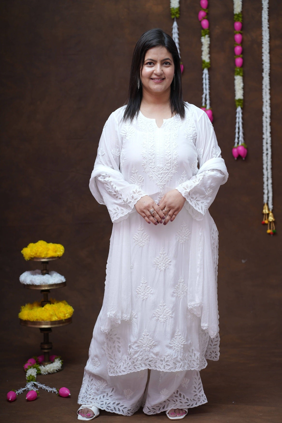 Reva Muslin Chikankari Suit Set with Dupatta