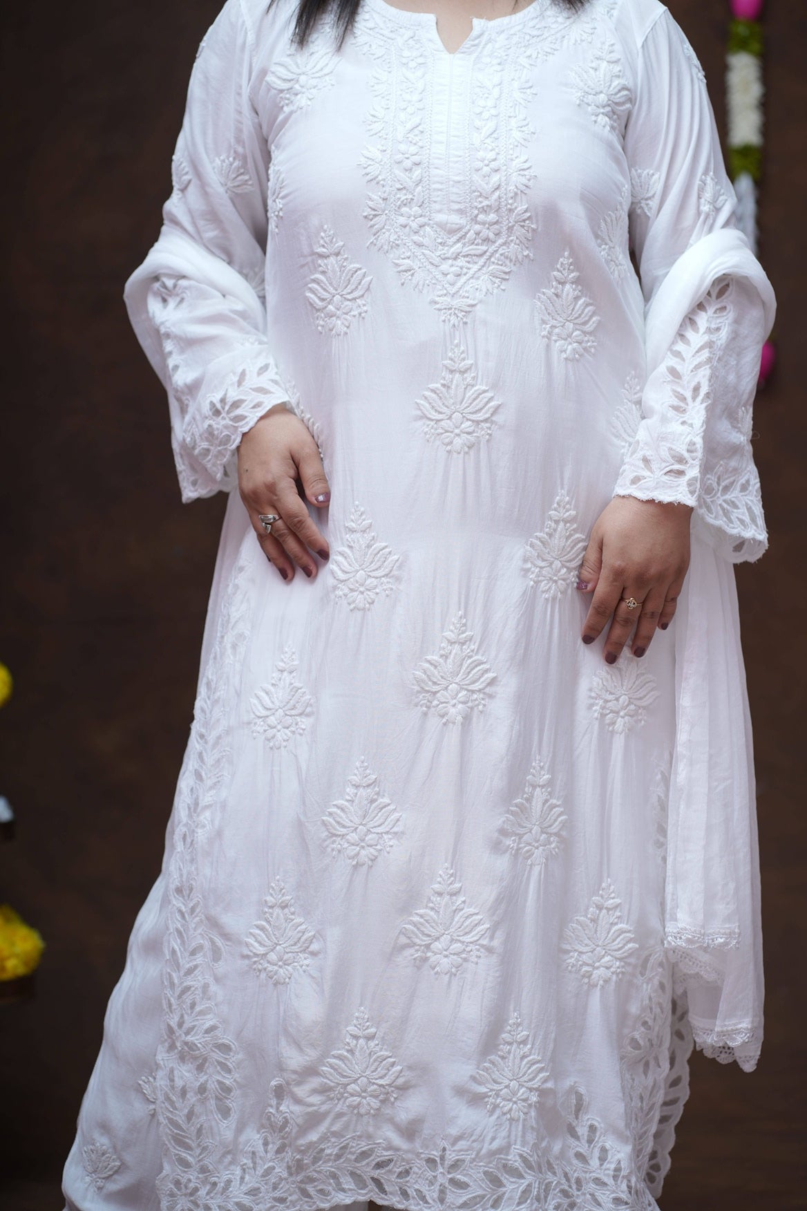 Reva Muslin Chikankari Suit Set with Dupatta