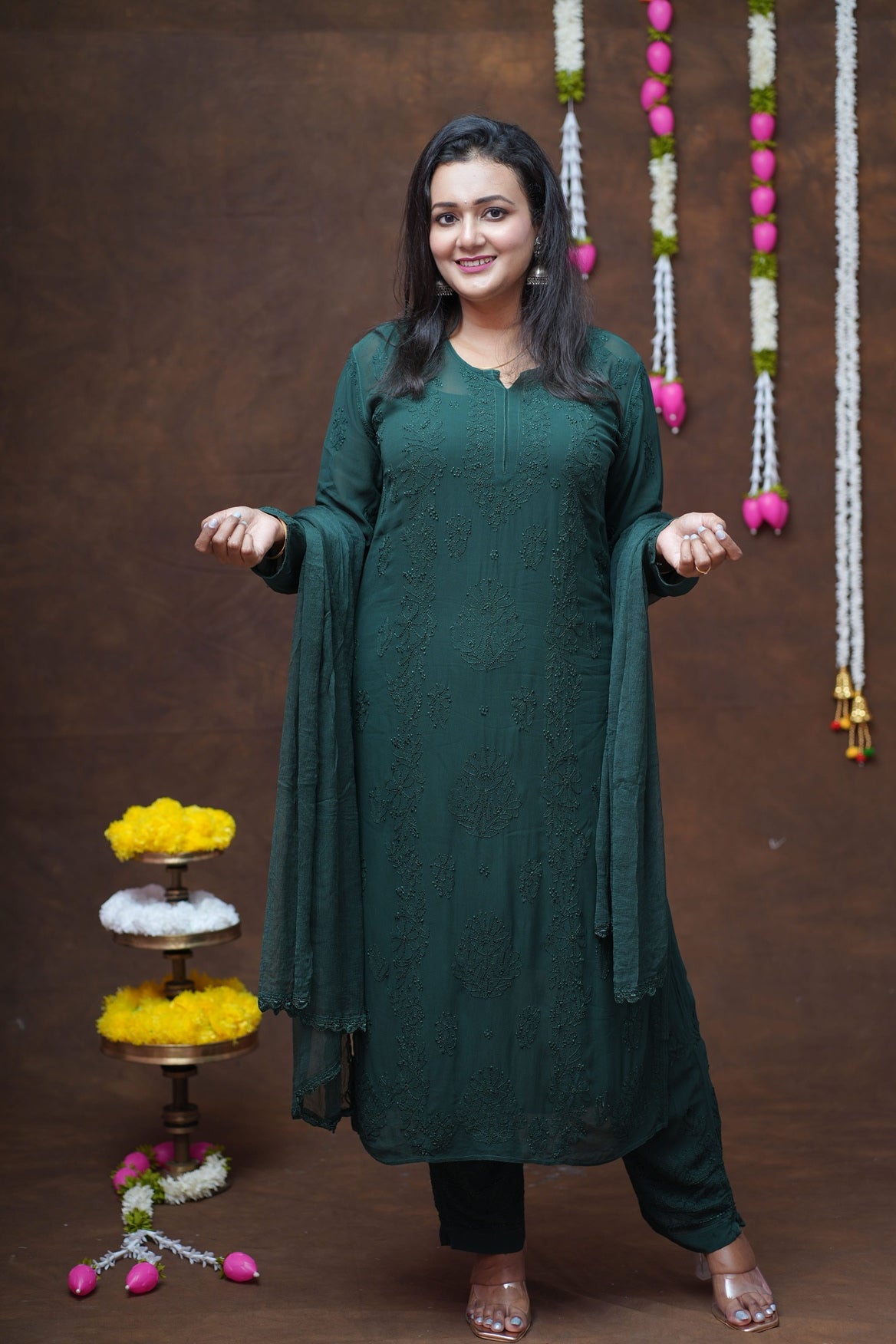 Ruhani Chikankari Viscose Kurta Pant Set with Inner and Dupatta