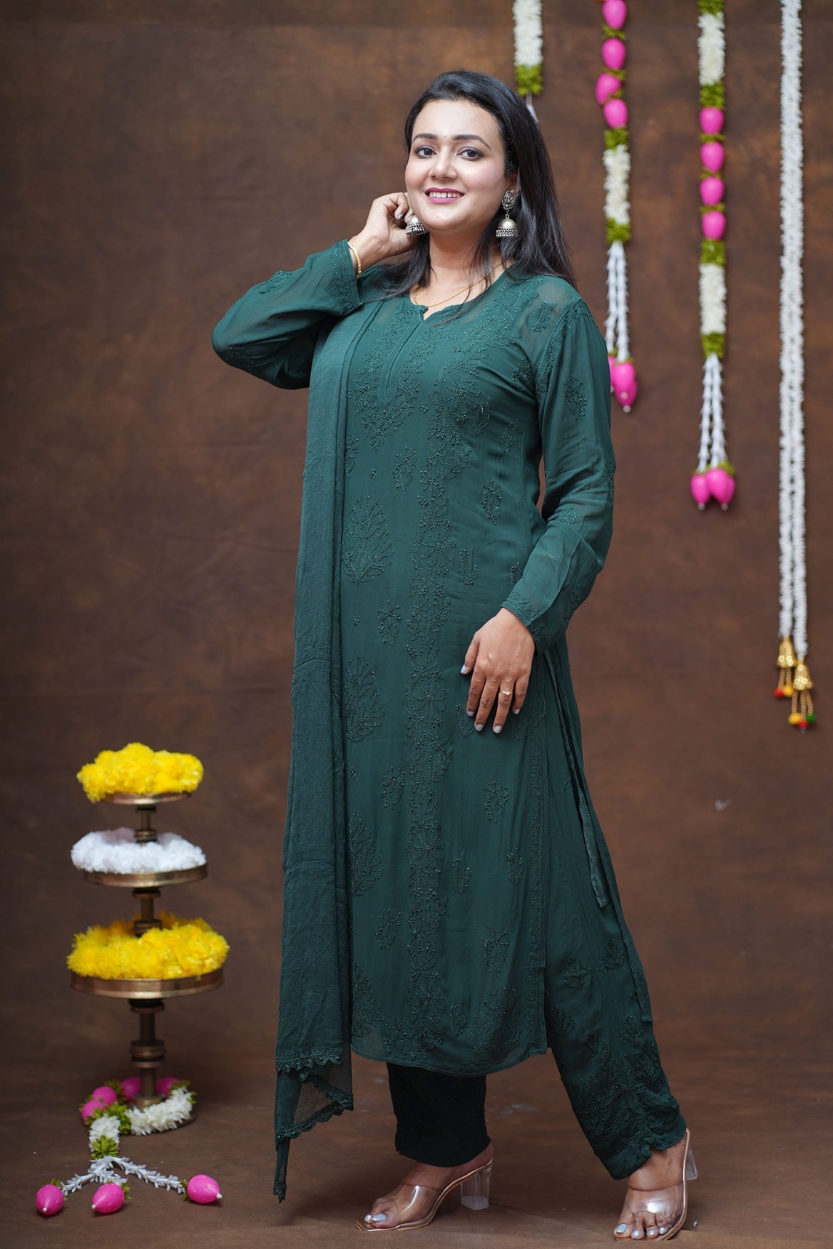 Ruhani Chikankari Viscose Kurta Pant Set with Inner and Dupatta