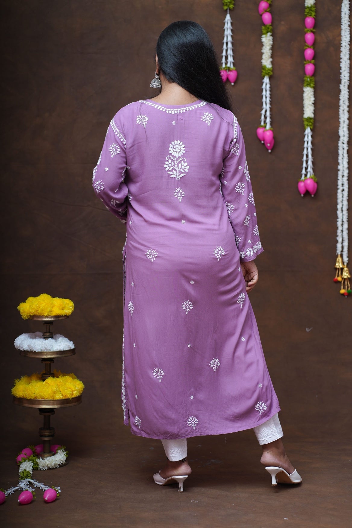 Modal Chikankari Long Straight Kurta