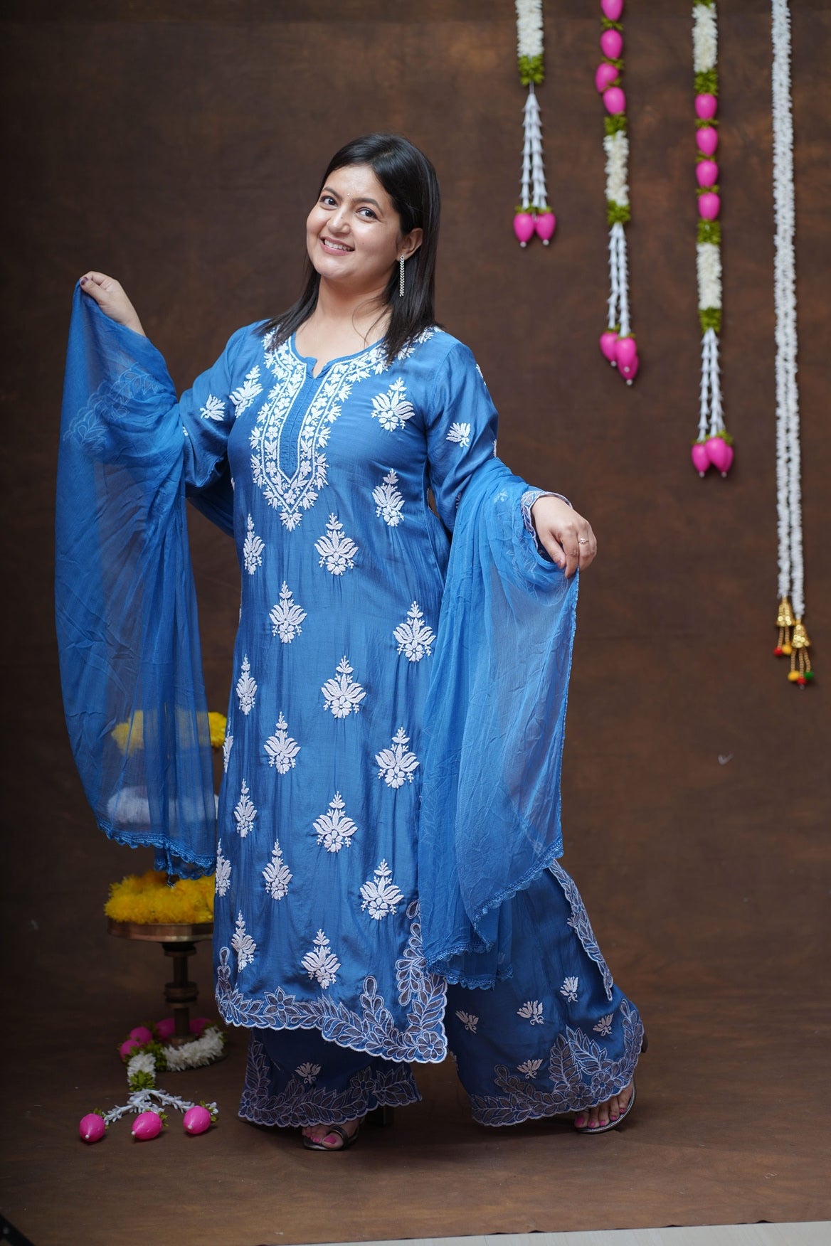 Reva Muslin Chikankari Suit Set with Dupatta