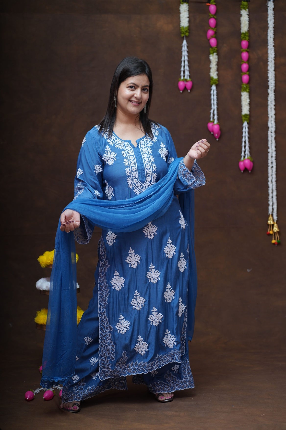 Reva Muslin Chikankari Suit Set with Dupatta