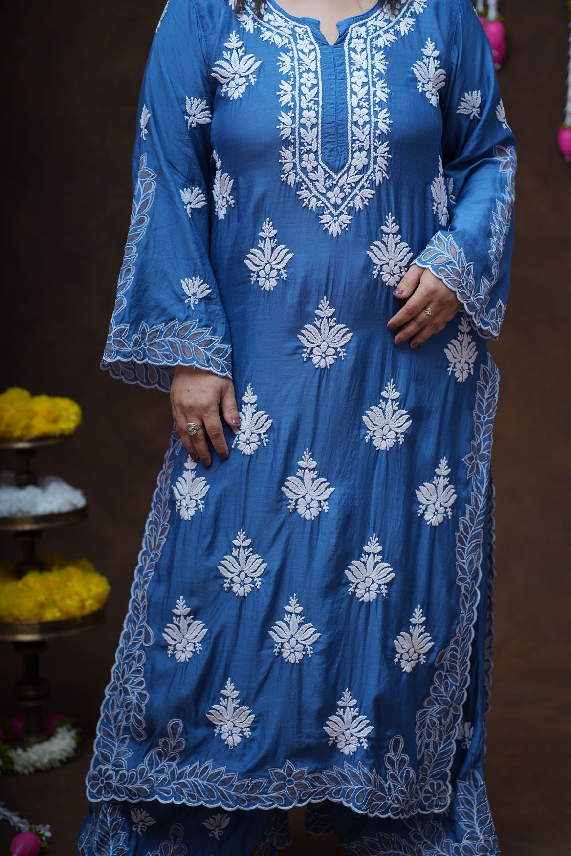 Reva Muslin Chikankari Suit Set with Dupatta