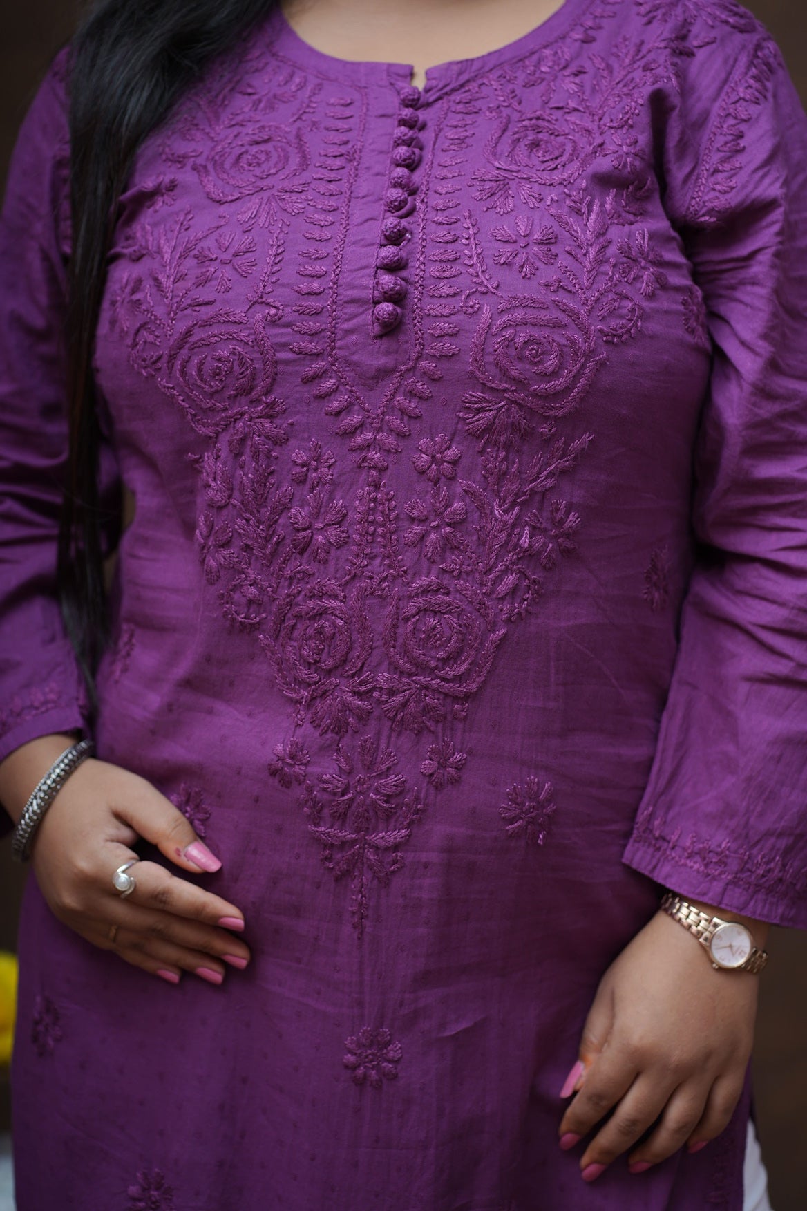 Dobby Cotton Tone to Tone Chikankari Straight Kurta