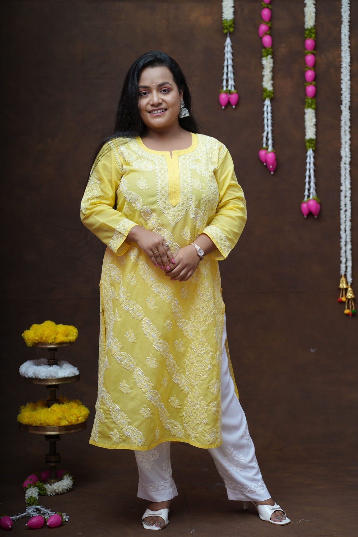 Cotton Chikankari Staight Kurta