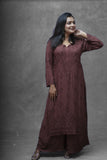 Aanya Modal Chikankari Kurta Plazzo Set-Mocha