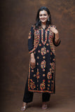 Varnika Rayon Multicolour Thread Chikankari Kurta-Black