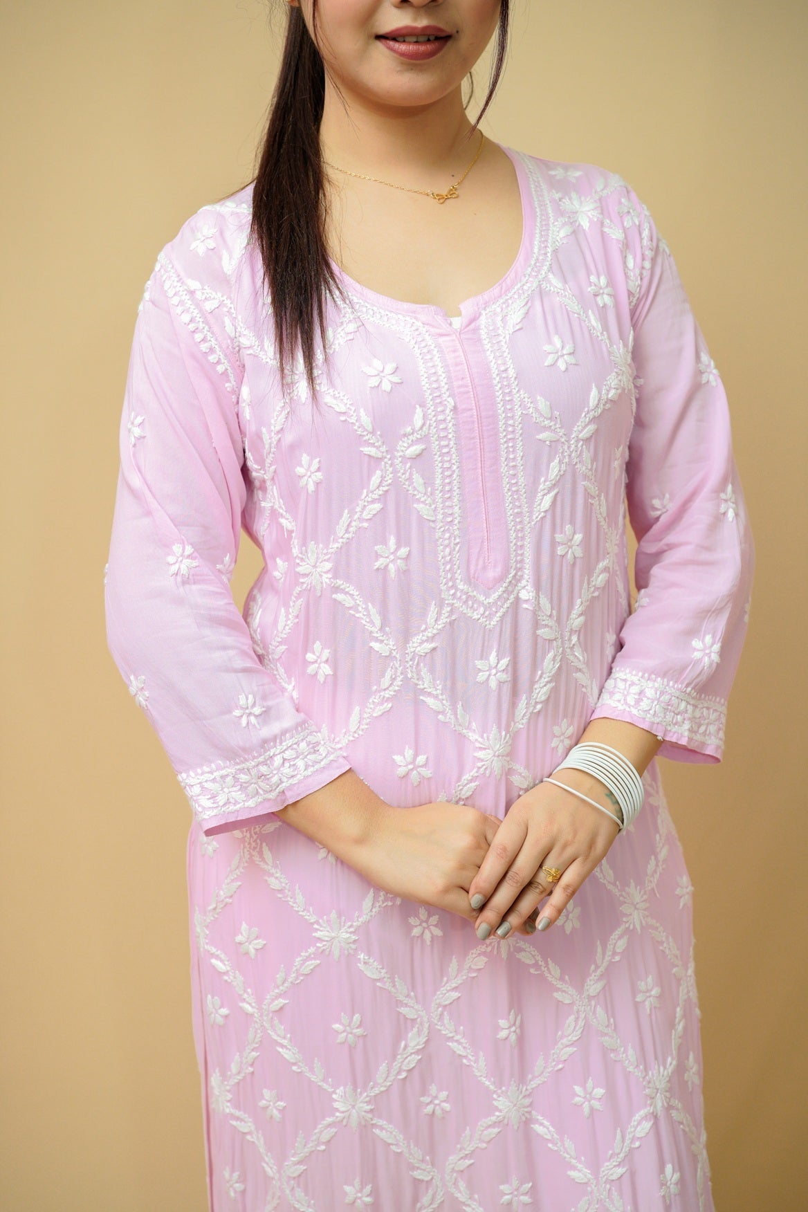 Booti Jaal Chikankari Long Kurti