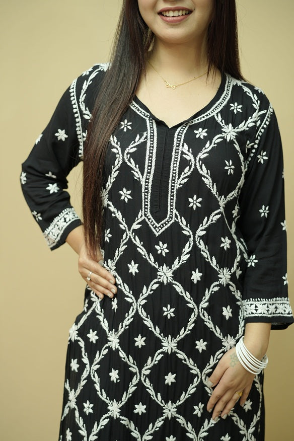 Booti Jaal Chikankari Long Kurti