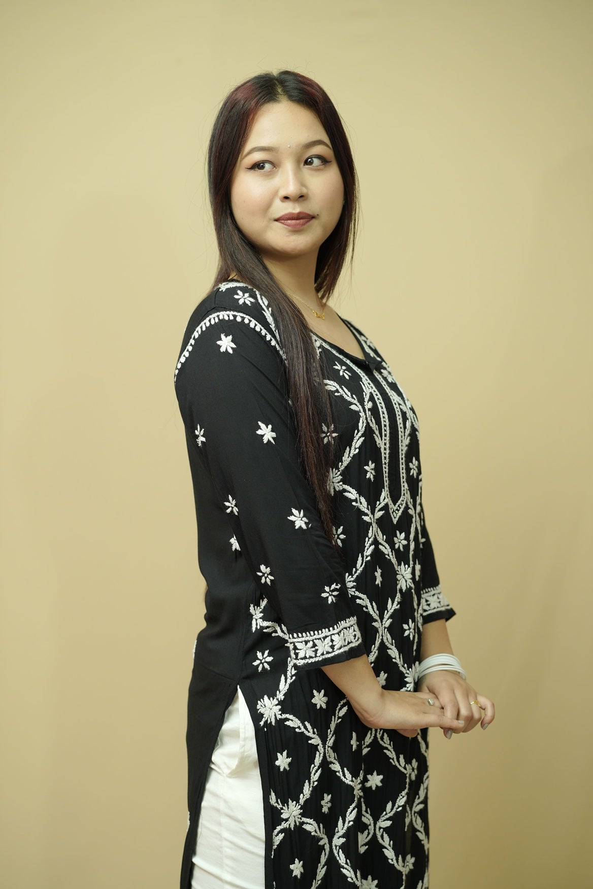 Booti Jaal Chikankari Long Kurti