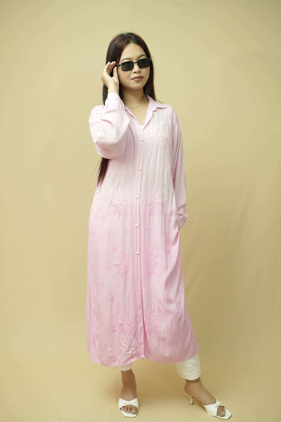 Nyra Chikankari Long Shirt