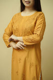 Sahira Printex Chanderi Long Kurta- Golden Brown