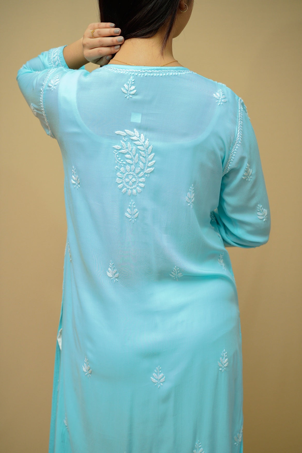 Modal Chikankari Long Straight Kurta