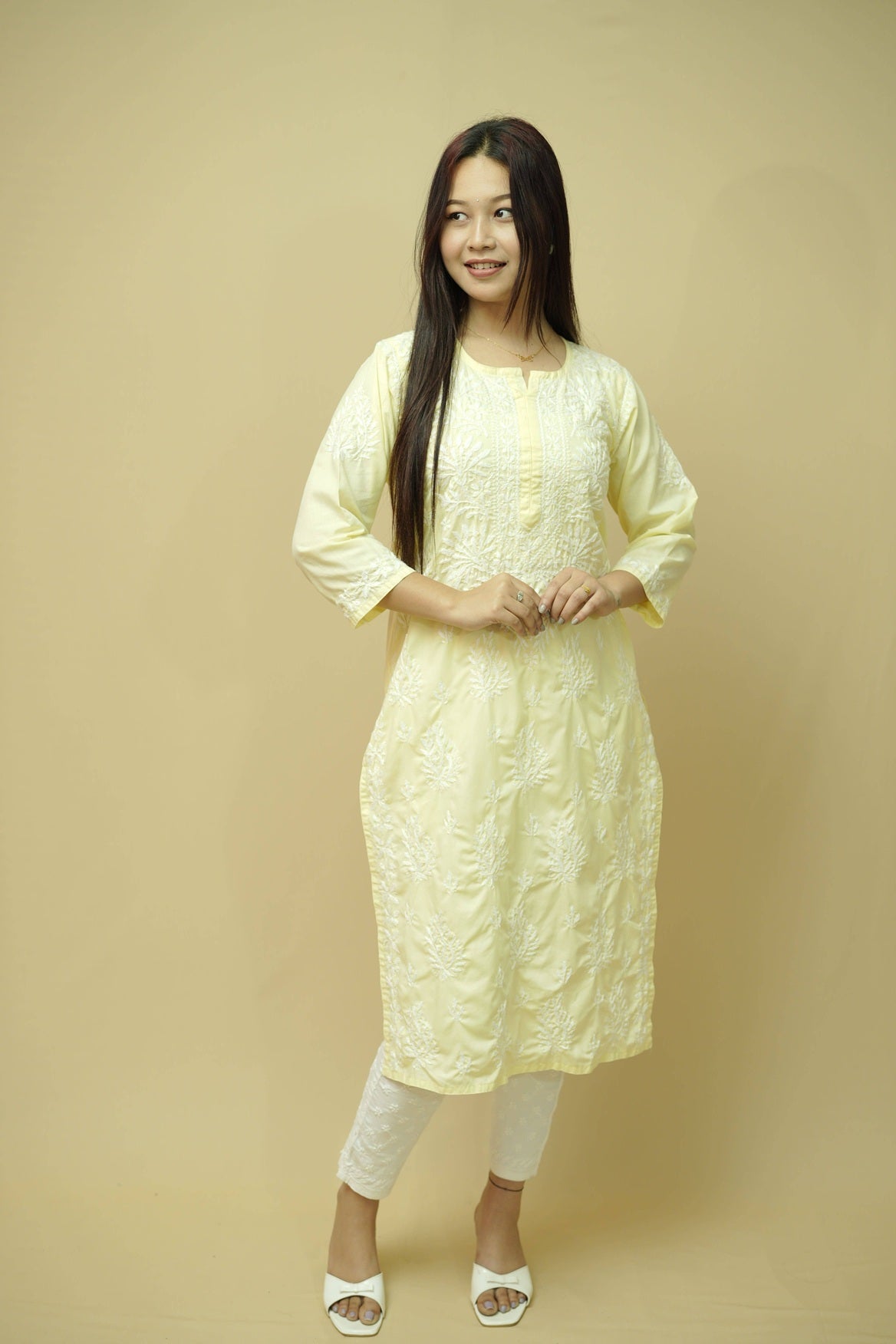 Boxer Chikankari Long Kurti