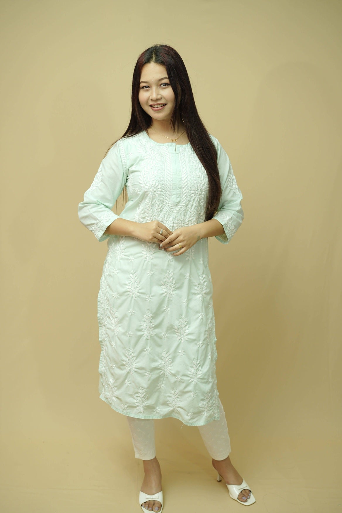 Boxer Chikankari Long Kurti