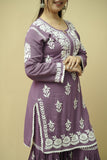 Afsana Chikankari Kurta Gharara Set - Lavender