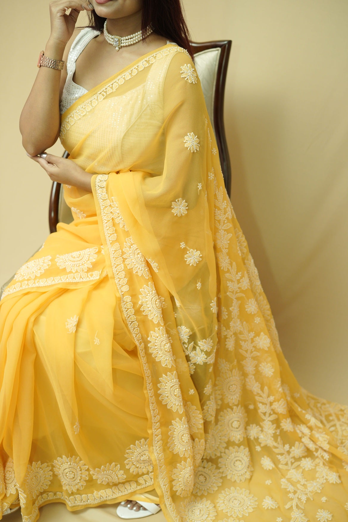 Sanya Suraj Chikankari Saree