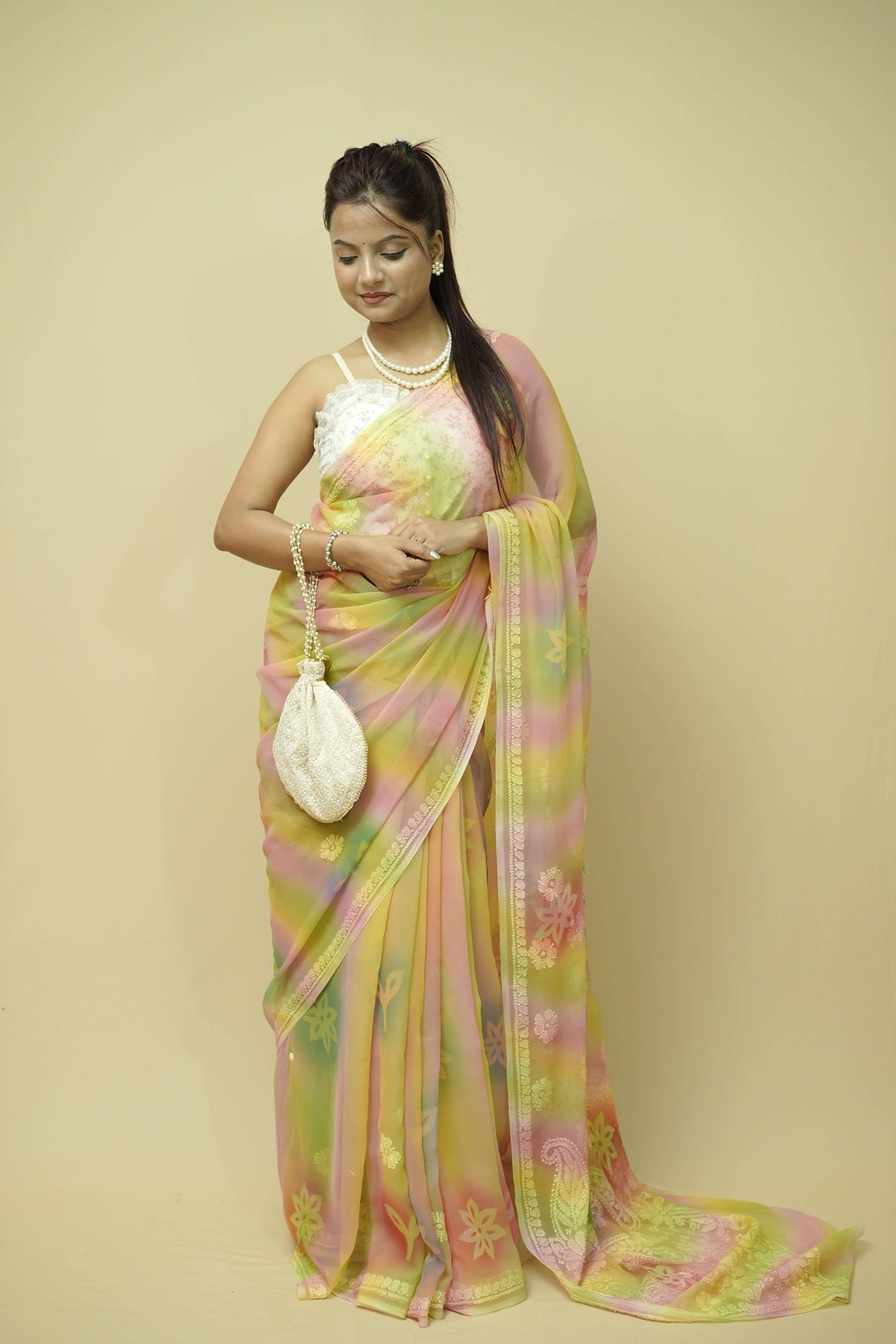 Ira Tie-Dye Chikankari Saree