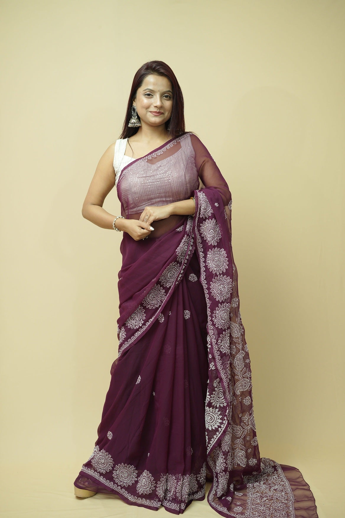 Sanya Suraj Chikankari Saree