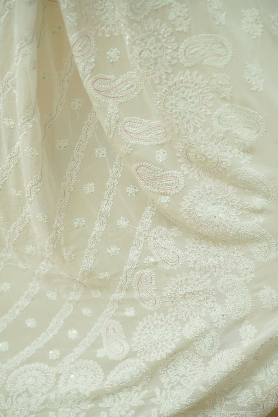 Rini Viscose Georgette Chikankari Saree-White