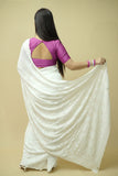 Rini Viscose Georgette Chikankari Saree-White