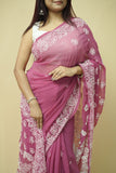 Abira Laser Chikankari Georgette Saree - Onion Pink