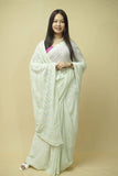 Elara Viscose Georgette Chikankari Saree-Pastel Green