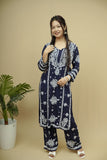 Roshni Modal 3D Chikankari Kurta Pant Set