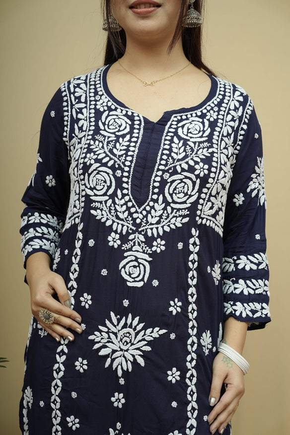 Roshni Modal 3D Chikankari Kurta Pant Set