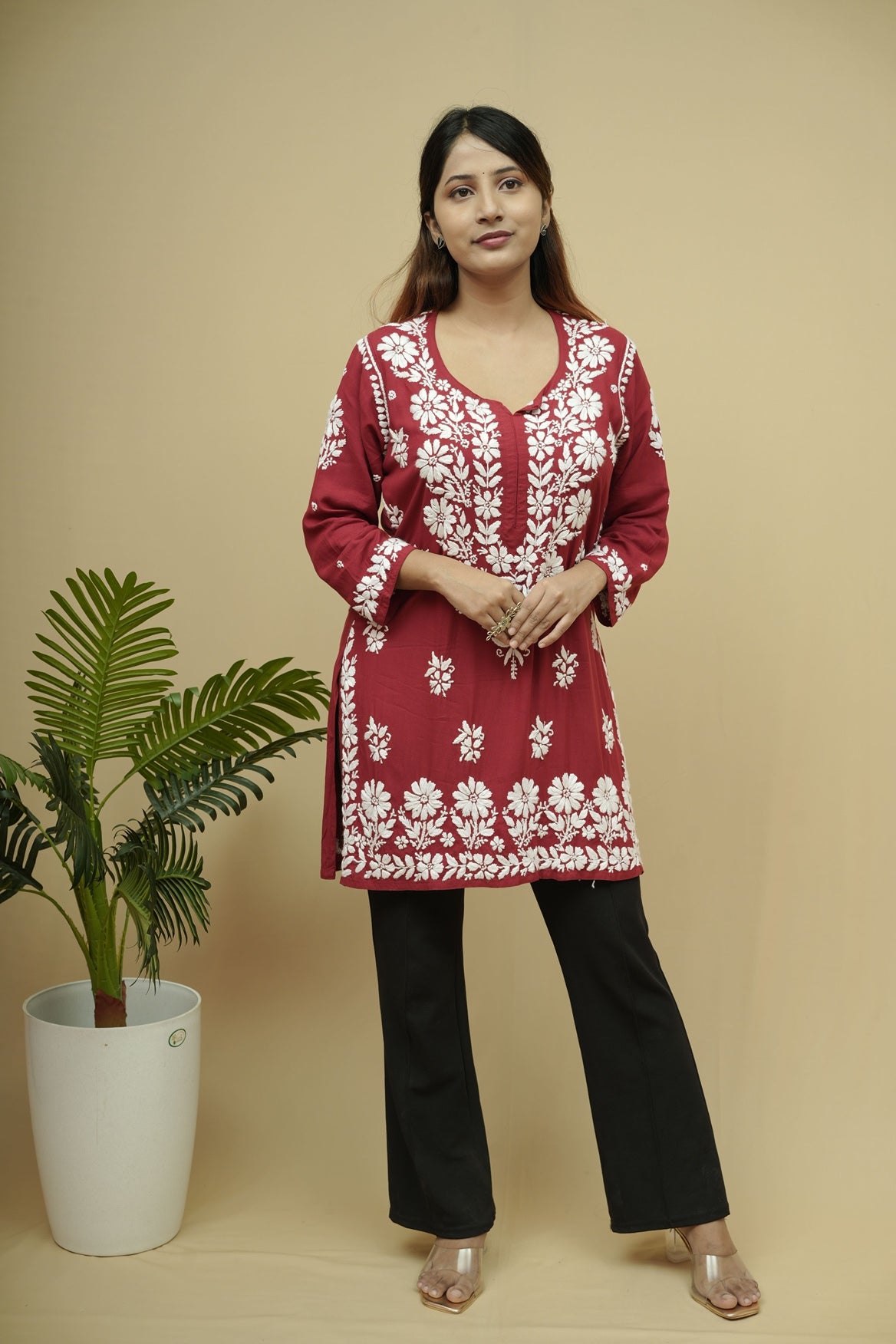 Raina Rayon Chikankari Short Kurti