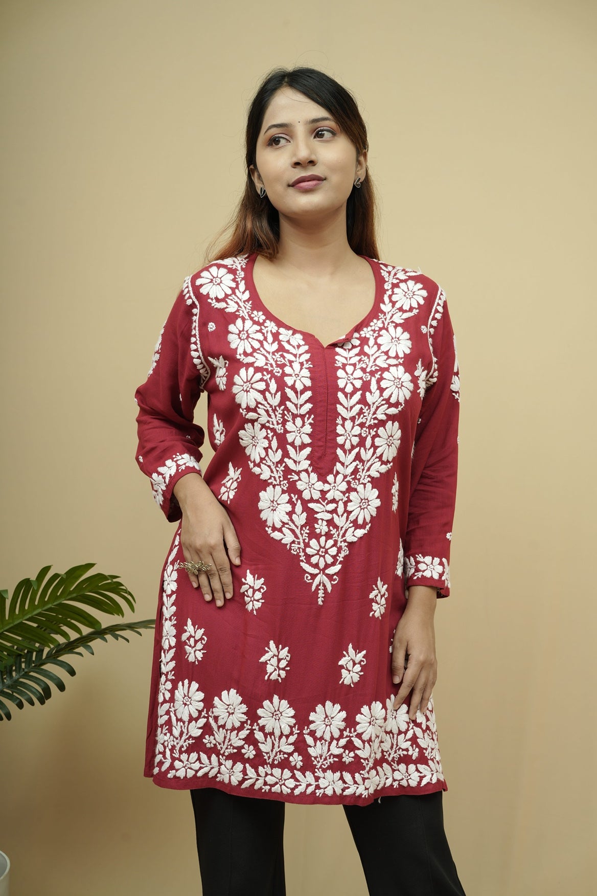 Raina Rayon Chikankari Short Kurti