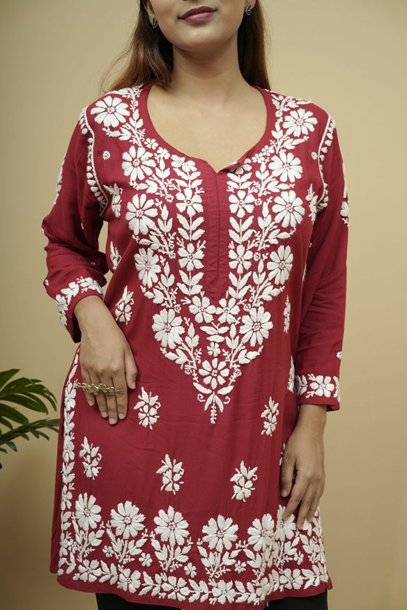 Raina Rayon Chikankari Short Kurti