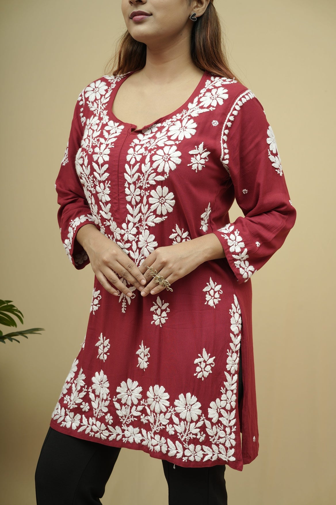 Raina Rayon Chikankari Short Kurti