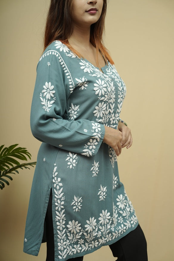 Raina Rayon Chikankari Short Kurti